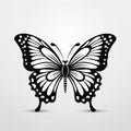 Elegant Butterfly Silhouette: Realistic Forms And Intricate Black And White Illustrations