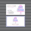 Elegant Cake Business Card Design in Modern Pink, Purple and Gold Color