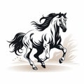 Elegant Calligraphic Silhouette Of A Running Horse