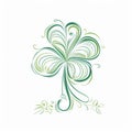 Elegant Calligraphy Clover Pattern: St. Patrick\'s Day Watercolor Illustration