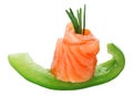 Elegant canape with salmon roll, paprika, rosemary Royalty Free Stock Photo