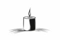 Elegant Candle Sketch on White.