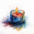 Elegant Candle Watercolor on White Background for Invitations and Decor.