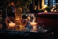 Elegant Candlelit Decor Displaying Crystal Glassware and Warm Ambiance