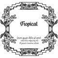 Elegant card, with concept tropical, with ornate beautiful wreath frame. Vector Royalty Free Stock Photo