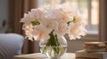 Elegant Carnation Arrangement With Blooming Lilies For Serene Living Space