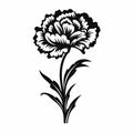 Elegant Carnation Silhouette: Classic Tattoo Motif In Black And White