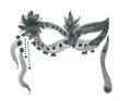 Elegant carnival mask with feathers, flowers and bead pendants