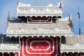 Elegant carved silver tin tiles of ancient temple Royalty Free Stock Photo