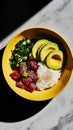 An elegant Ceviche Sushi fusion. Presented in a minimalist bowl with sharp shadows Royalty Free Stock Photo