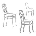 Elegant chair for a street cafe with a wicker back, line drawing. Vector illustration