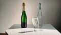 Elegant Champagne Bottle and Glass on Table