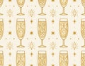 Elegant Champagne Flutes Seamless Pattern Royalty Free Stock Photo
