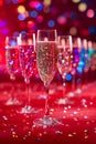 Elegant Champagne Glasses Celebratory Toast at Festive Event with Vibrant Background and Confetti