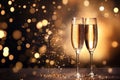 Elegant champagne gles clinking against a Royalty Free Stock Photo