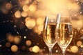 Elegant champagne gles clinking against a Royalty Free Stock Photo