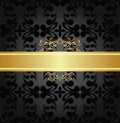 Elegant charcoal seamless pattern with gold banner