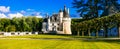 Elegant Chenonceau castle - beautiful castles of Loire valley in Royalty Free Stock Photo