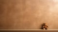 Elegant Chiaroscuro: Brown Teddy Bear On Shelf With Minimalist Background
