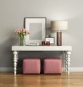 Elegant chic brown console table with stools Royalty Free Stock Photo