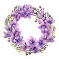 Elegant Chinese Painting Style Wreath With Purple Saffron Flowers