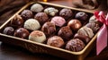 Elegant chocolate bonbons, varied fillings, exquisite decorations. Pure indulgence, Ai Generated