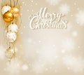 Elegant Christmas background with gold and white evening balls Royalty Free Stock Photo