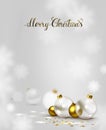 Elegant Christmas background with gold and white evening balls Royalty Free Stock Photo