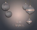 Elegant Christmas background with hanging brown balls