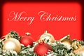 Elegant Christmas background with red and golden ornamnets