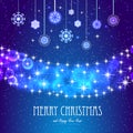 Elegant Christmas background with snowflakes, stars and place for text.