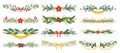 Elegant Christmas Borders Adorned With Festive Motifs Like Holly Berry, Mistletoe, Fir Tree Branches And Bows Royalty Free Stock Photo