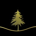 Elegant Christmas card, golden fir black background