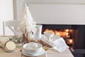 Elegant Christmas decoration of the dining table Royalty Free Stock Photo