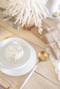 Elegant Christmas decoration of the dining table Royalty Free Stock Photo