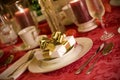 Elegant Christmas table setting in red Royalty Free Stock Photo