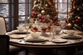 Elegant Christmas table settings with fine china