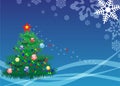Elegant christmas tree on blue background Royalty Free Stock Photo