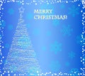 Elegant christmas tree on the blue background Royalty Free Stock Photo