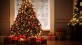 Elegant Christmas Tree in Cozy Living Room Royalty Free Stock Photo