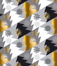 Elegant Christmas tree seamless geometry pattern in luxury gray