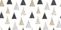 Elegant Christmas Trees seamless pattern, hand drawn, luxury, geomtrical, great for invitations, cards, designs, decorating -