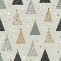 Elegant Christmas Trees seamless pattern, hand drawn, luxury, geomtrical, great for invitations, cards, designs, decorating -