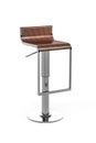 Elegant chrome bar stool with dark walnut seat