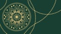Elegant circular golden mandala pattern on a deep green background, vector design Generative AI Royalty Free Stock Photo