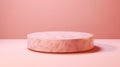 Elegant circular marble pedestal with a pink background, perfect for product displays and exhibitions