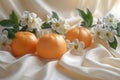 Elegant Citrus Harmony on Victorian Drapery. Concept Elegant Photoshoot, Citrus Theme, Victorian