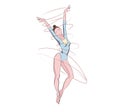 An elegant clasic dancer or ballerina in motion painted with soft pastel tones.