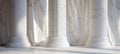 Elegant Classic Architecture with White Marble Roman Columns and Light Beige Drapery in Studio Light Royalty Free Stock Photo