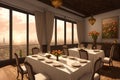 Elegant classic European style banqueting hall interior, AI generated